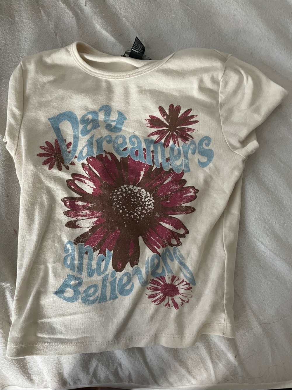 Day Dreamers and Believers Graphic Tee - Cream with Pink Floral
